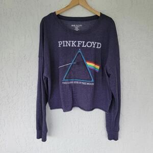Pink Floyd Dark Side of the Moon Cropped Sweatshirt Womens Size XXL Blue